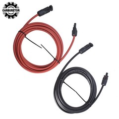 Solar Panel Extension Cable Wire Connector 1 Pair 15ft Black + Red 10 AWG