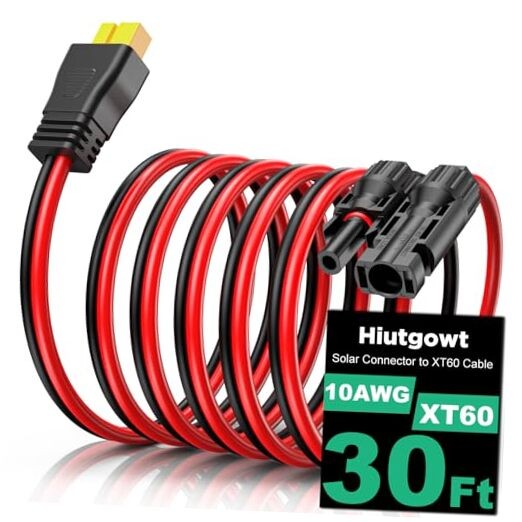 10AWG XT60 Solar Cable 30FT, Solar to XT60 Cable 3 10 15 20 25 40 Red&Black 30