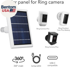 Solar Panel Compatible with Ring Spotlight Cam/Plus/Pro Battery, Stick up Cam/Pr