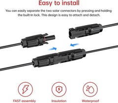 10AWG 2FT Solar to XT60i Cable Adapter for Power Station Waterproof