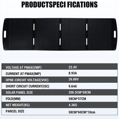 200W Portable Foldable Solar Panel Monocrystalline Waterproof for Power Station