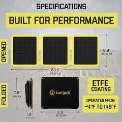 SunJack 15 Watt Foldable IP67 Waterproof ETFE Monocrystalline Solar Panel Cha…