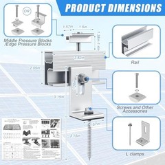 20-Piece Adjustable Solar Panel Mounting Brackets Kit for Roofs