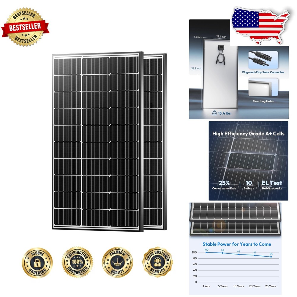 High-Performance 200W Solar Panels 2x100W 23% Monocrystalline PV Module Charger