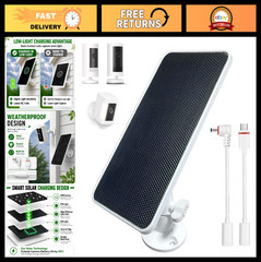Solar Panel Charger for Ring Cameras – Outdoor Solar Power, USB-C & Barrel Plug,