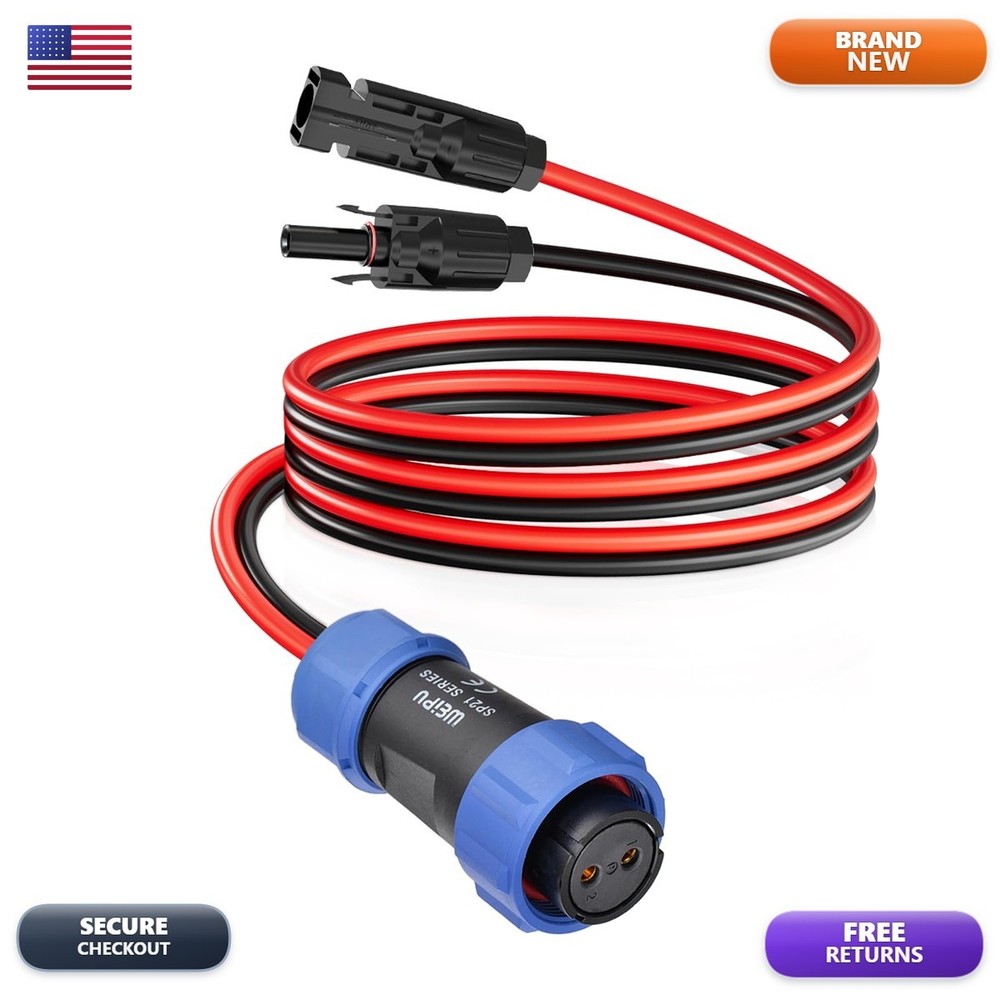 ELFCULB Solar Connector to Aviation Cable 12AWG 6FT for Power Stations