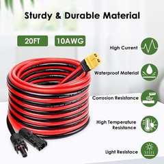 Solar to XT60 10AWG 20FT Extension Cable for Solar Panel Portable Power Station