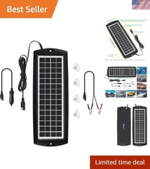 Lightweight 12V Solar Battery Charger with LED Indicator & Reverse Protection