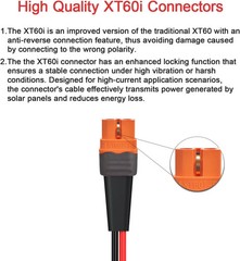 10AWG 2FT Solar to XT60i Cable 2 10 25 35 50 2FT,