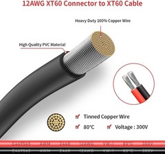 2FT XT60 Extension Cable – High-Quality Tinned Copper Connector for RC Battery