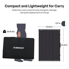 Renogy 200W Portable Solar Panel, 25% High Efficiency w/20A Charger Controller