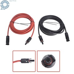 1 Pair 20 Feet Solar Panel Extension Cable Wire Connector Black + Red 10AWG