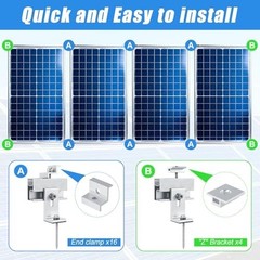 20-Piece Adjustable Solar Panel Mounting Brackets Kit for Roofs