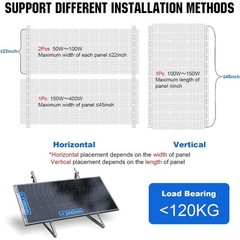 Upgraded 45 Inch Solar Panel Mounting Brackets with Foldable Tilt Legs Kit for