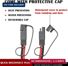 SAE Extension Cable 14AWG 6.6FT with Fuse for RV | SAE to SAE 14AWG 6.6FT, Fuse