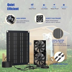 15W Solar Powered Fan Kit with 2 Waterproof Fans – Ideal for Greenhouses & Coops