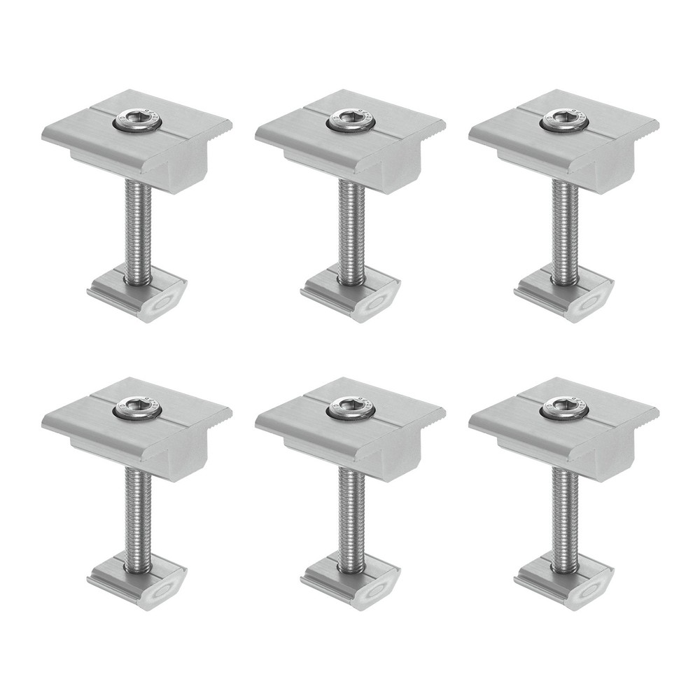 6pcs Solar Panel Mount Mid Clamps t Clips 45mm Aluminum for RVs White