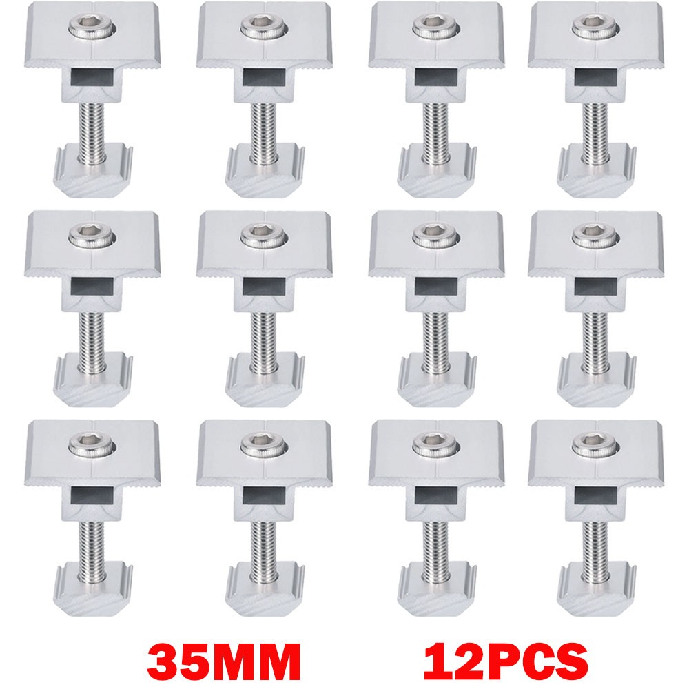 12Pcs Solar Panel Middle Clamp 35mm Aluminium Solar Panel Mount Mid Clip USA