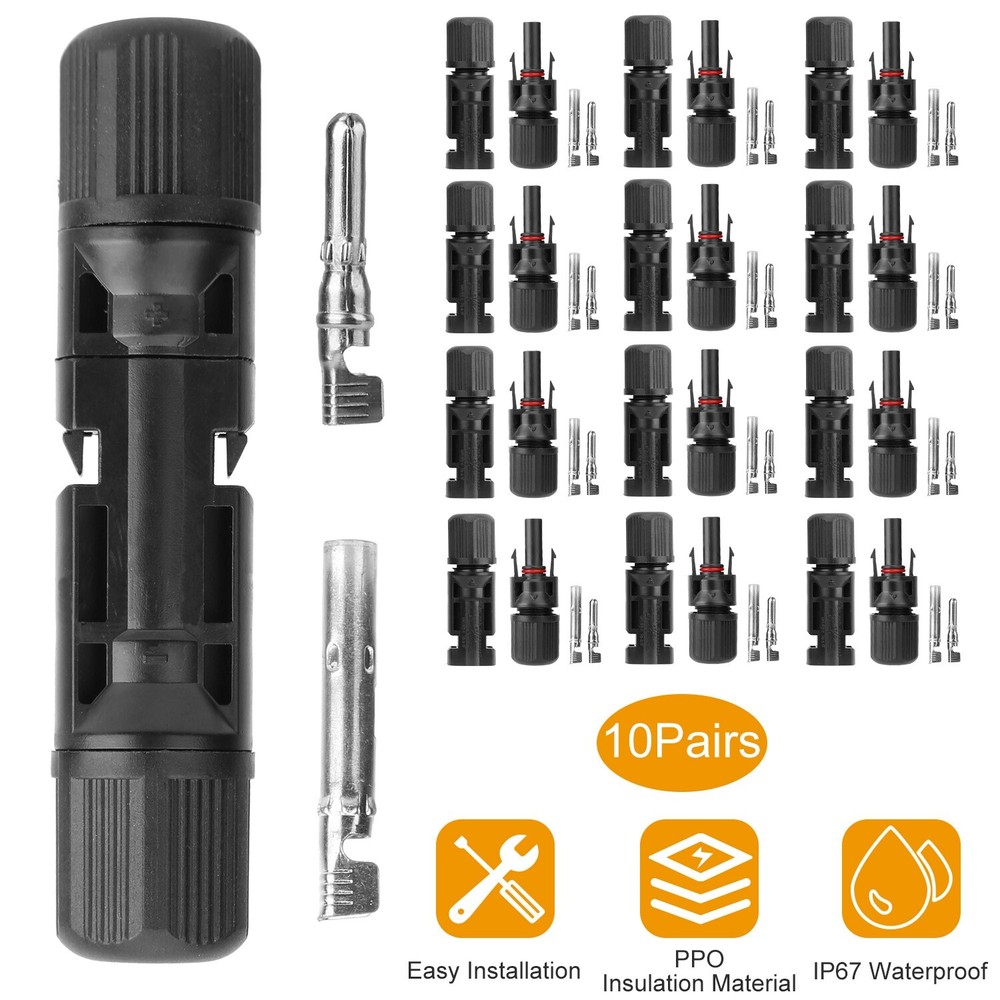 10 Pairs Male Female Wire Cable Connector Set Solar Panel Connectors Waterproof