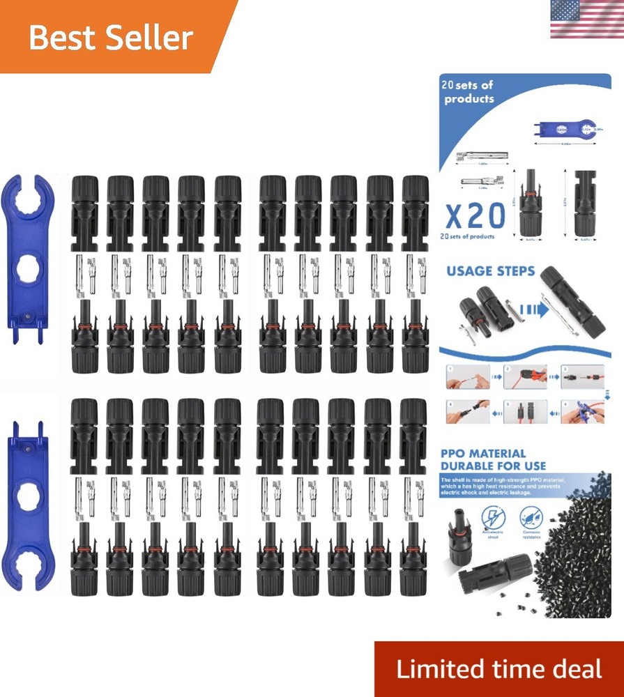 Efficient 40 PCS Solar Connectors | Weatherproof, 10AWG Quick Install