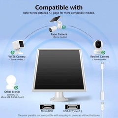 6W Solar Panel for Outdoor Security Camera with Micro USB & USB – C Port, Sol…