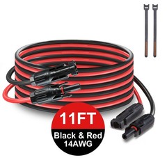 MHPOWOS 11.5ft 20ft Solar Panel Extension Cable Cord 14 AWG Flexible Solar Wire