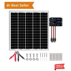 Solar Panel Kit 50W 24V, Intelligent Waterproof 10A PWM Controller, Home Outd…