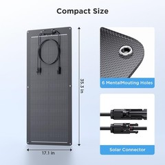 50W Flexible Solar Panel 12V – Bendable Monocrystalline Charger for RV, Boat, Va