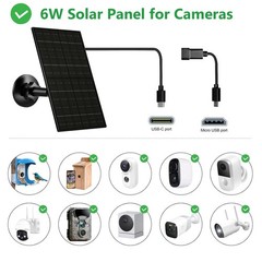 6W Security Camera Solar Panel, 5V USB-C/USB Solar Charger Compatible with Re…