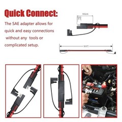 50 FT 12AWG SAE Extension Cable for Solar Panels, RV, Battery, Tractor