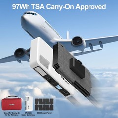 97Wh Portable Solar Generator w/ 34W Panel USB-C Fast Charge LED Light