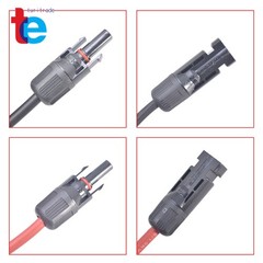 1 Pair 5ft (1.524m) Black + Red Solar Panel Extension Cable Wire Connector