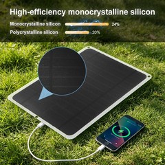 20W Flexible Solar Panel Charger Monocrystalline with USB Output Fast & Charger