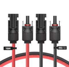6ft-40ft 10AWG Solar Panel Extension Cable Flexible Wire Connectors Black+Red
