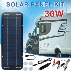 30W Solar Panel 12V Trickle Charger Battery Charger Kit Maintainer Boat RV Car