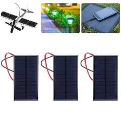Mini Solar Panel 6V 1W Polysilicon Cell with 30cm Cable, 3-Pack