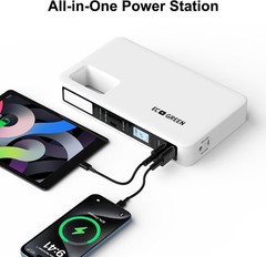 97Wh Portable Solar Generator w/ 34W Panel USB-C Fast Charge LED Light