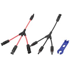 Solar Panel Connector Y Branch 3 to 1 Solar Panel Splitter 1 1Set, Red Black