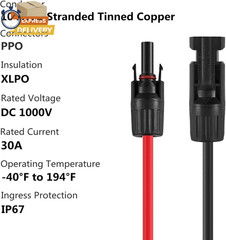 Solar Connectors Y Branch Parallel Adapter 10AWG Cable (Red & Black) 💪