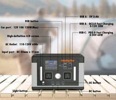 Portable Power Station 700W, 577Wh Battery Solar Generator, Power Bank 110V/ Sur