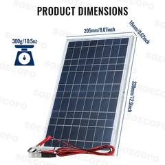100W Portable Solar Panel with Battery Clips with 30A/60A/100A Controller to Dir