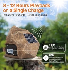 Homewell Outdoor Rock Speaker Solar-Powered Wireless Bluetooth 5.0 Outdoor