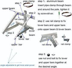 Solar Panel Mounting Bracket Pole Mounts Kit up to 30W (Pole Not Included)