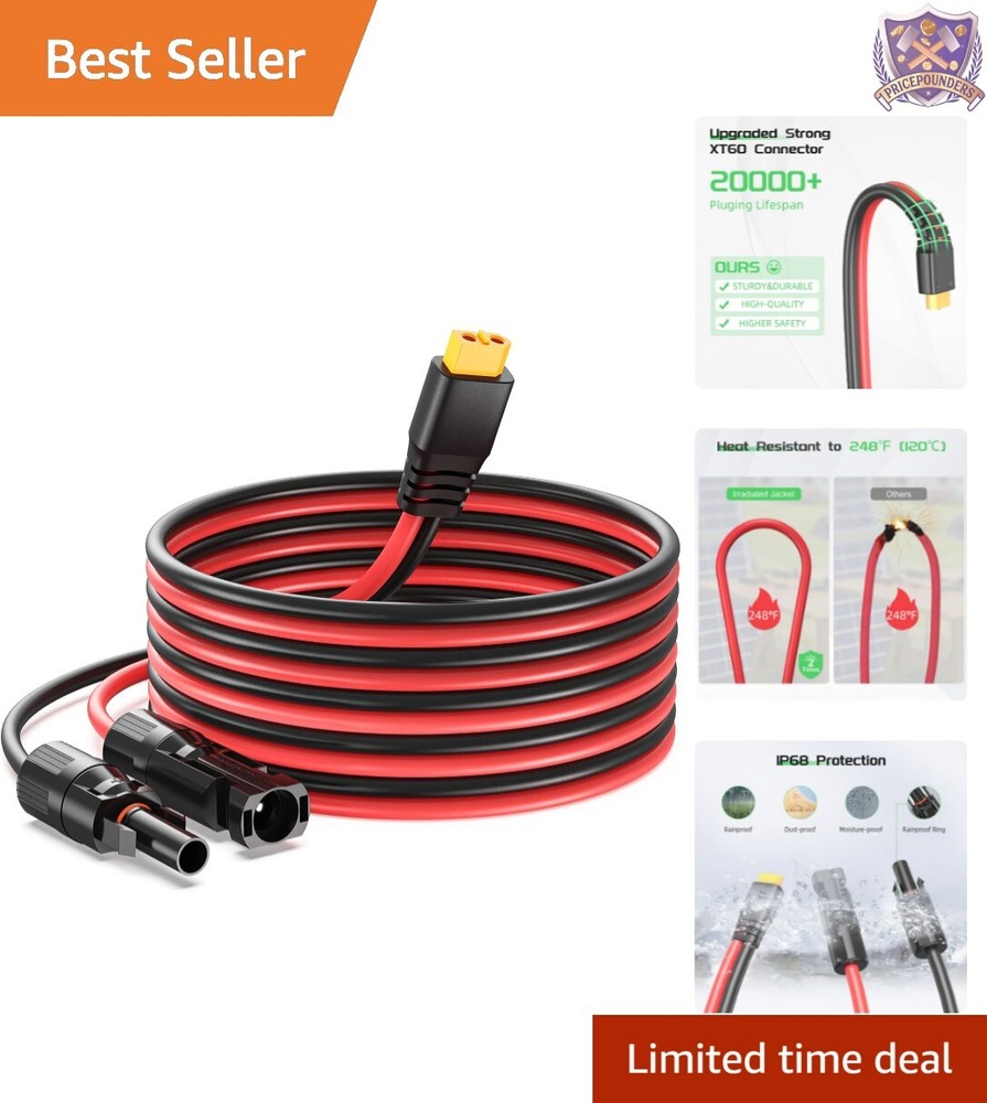 High-Efficiency Solar to XT60 Cable – 10FT for RV and Portable Power Stations