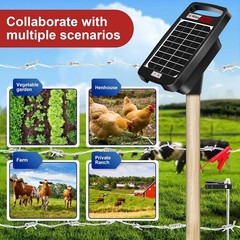 10 Miles Solar Powered Electric Fence Charger – 0.18J Output, 24/7 Day/Night Pro
