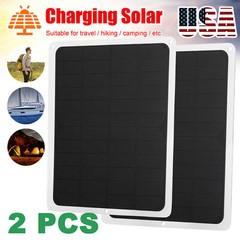 2PCS 12V 10W Solar Panel Charger Battery Charger Kit For Hiking Camping USB LED