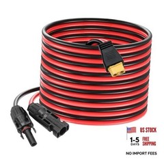 Solar to XT60 Charge Extension Cable, Solar Panel Connector 25FT-7.62M 10AWG
