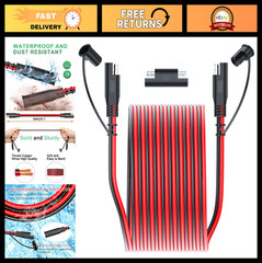 10FT 10AWG SAE Extension Cable with Quick Disconnect & Polarity Reverse Adapter
