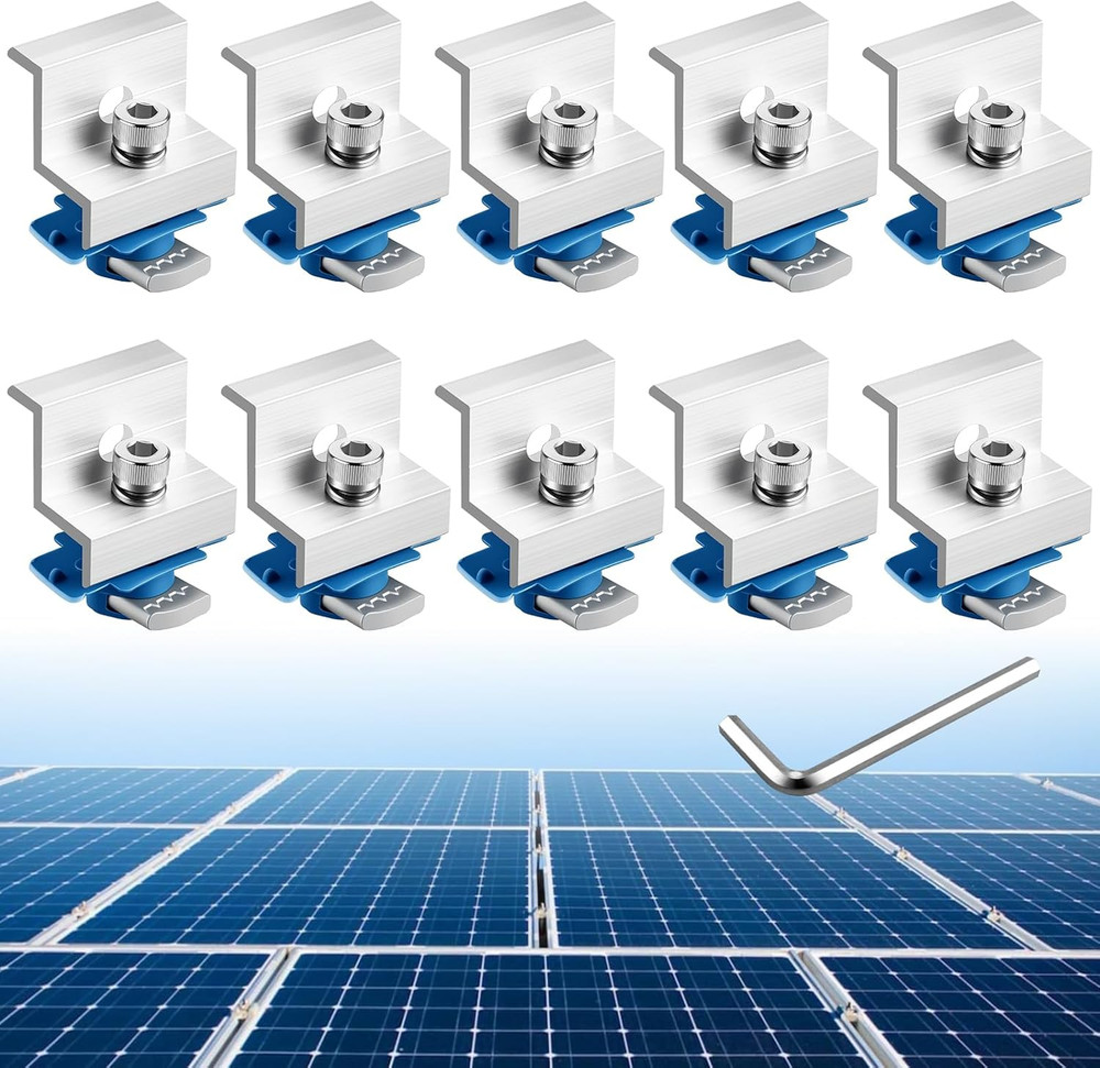 10Pcs Solar Panel End Clamp for Standard Unistrut, Aluminum 30Mm/35Mm Solar Pane