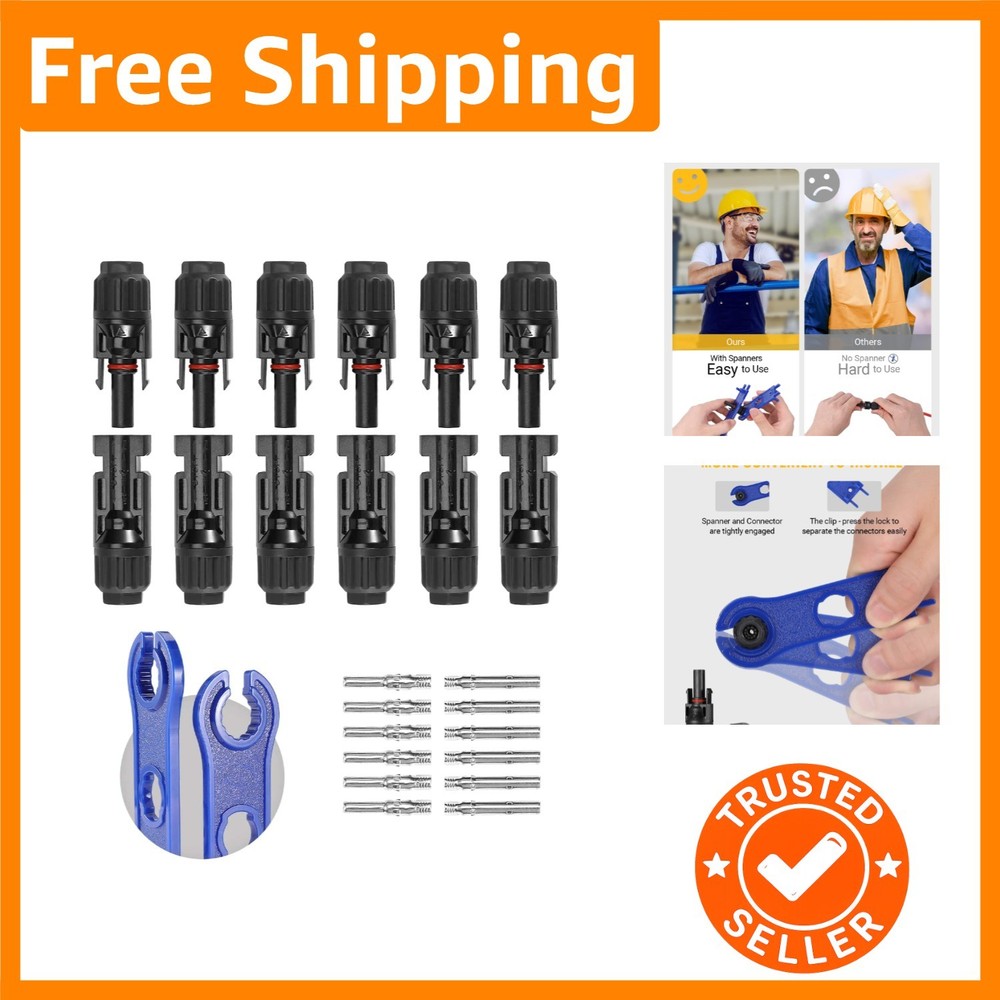 Reliable 12 PCS Waterproof Solar Connectors Set – 10AWG with Durability Features